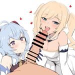 Barbara licking as Ganyu watches