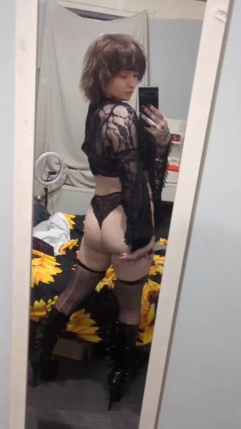 Would you let a goth trans girl step on you and ride you like this?