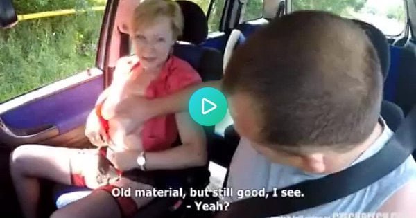 Takes Mature Busty Whore on Public in car