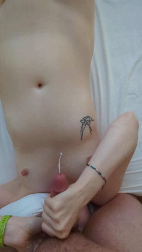 His POV of me sucking and licking his balls while jerking him off