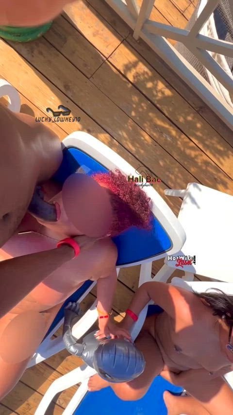 we were just trying to tan, but instead he fed us both some BBC